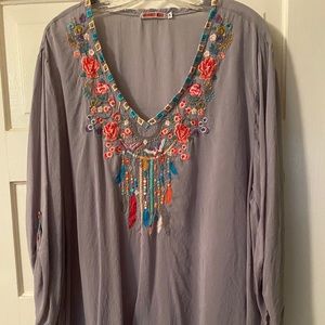 Johnny Was Grey Rayon Top